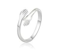 VYYU Silver Hug Rings for Women - Always In My Heart & Always With You & I Love You Forever Mum Sister Gifts, Hugging Hands Open Ring Jewelry Hug from Heaven Ring Nana Grandma Grandpa