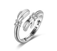 VYYU Silver Hug Rings for Women - Always In My Heart & Always With You & I Love You Forever Mum Sister Gifts, Hugging Hands Open Ring Jewelry Hug from Heaven Ring Nana Grandma Grandpa