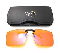 Vyzia Clip On Blue Light Blocking Glasses for Sleep | Fits Over Prescription Glasses, Orange Lenses Help Reduce Computer Eye Strain and Induce Sleep
