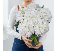 VYZXZAF Silk White Hydrangea Artificial Flowers with Stem, 6Pcs 20" Large Full Faux Flower Lifelike Artificial Hydrangeas for Home Table Office Bouquet Plant Arrangement Bush Outdoors Indoor Decor