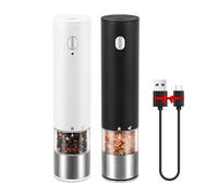 Vzaahu Electric Salt & Pepper Grinder Set Black & White Gorgeous Peppermill, Charging Indicator Light, Type-C Rechargeable, Long-lasting Battery-free, One-hand Operation, Home Cooking, Kitchen