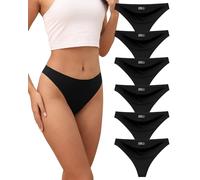 VZGZIL Seamless Thongs for Women 6-Pack, No Show Invisible Knickers, Breathable Low Rise Underwear with Silk-Cotton Gusset