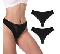 VZGZIL Seamless Thongs for Women, Low Rise No VPL Invisible Underwear, Soft Breathable Brazilian Ladies Knickers, 2-Pack Black