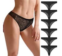 VZGZIL Thongs for Women, Seamless Thongs Womens Soft Breathable Invisible No Vpl Knickers No Show Low Rise Stretch Thong Ladies underwear Multipack of 6 Black