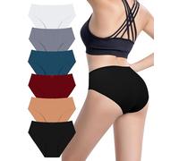 VZGZIL Women's Cotton Underwear Soft Knickers for Women Multipack Breathable High Rise Panties Comfortable Full Coverage Ladies Briefs 6 Pack Multicolor
