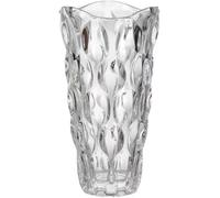 Vzmiza Luxury Glass Vase, Premium Quality Flower Vase - White Textured Surface Home Decor, Decorative Modern Farmhouse, Ideal for Shelf, Mantle, Table & Entryway Decor, Clear