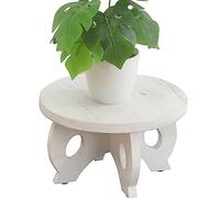 VZODESR Small Plant Stand Kitchen Display Stand 10 inch Plant Holder Plant Stool Round Stand Risers Farmhouse Rustic Balcony Decor Pedestal Board Washed White