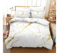VZQWERTYU Golden Veins 2 Pieces Polyester Microfibre Junior Modern Abstract Design Duvet Cover Set, 2 Pack Pillow Cases, Hidden Zip, Kids Adults, Autumn Use Skin Friendly Cosy Single（140x200cm）
