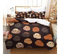 VZQWERTYU Guinea Pig Faces 3 Piece Polyester Blend Cartoon Animal Pattern Duvet Cover Set, Pillow Covers, Hidden Zip, Unisex, All Season Hypoallergenic Anti Allergy Breathable Cosy King（220x240cm）