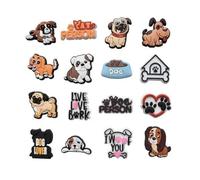 VZU 16 PCS Shoes Charms Compatible with Crocs, Cartoon Animal Dog DIY Shoe Accessories, Removable Garden Shoes Buckles, PVC Soft Rubber Shoe Accessories, Suitable for CROCS Shoes