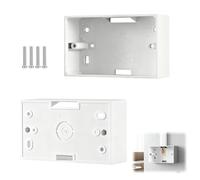VZU 2 Gang Surface Mount Pattress Box 38mm Deep - Matt White Plastic Back Box for Double Sockets & Switches, Wall Mount Electrical Housing