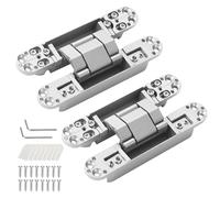 VZU 2-Pack 180° Adjustable Hidden Door Hinges - Zinc Alloy 3D Folding Cross Hinges for 35-850mm Doors, 40kg Capacity (Silver)