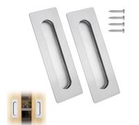 VZU 2 PCS 150mm Groove Recessed Sliding Door Handle in Silver - Flush Pull for Bi Folding Doors, Kitchen Cabinet, Closet
