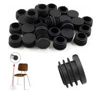 VZU 20 PCS 16mm Round Tube Plugs, Black Nuts, Thickened Wear-Resistant Noise-Reducing Non-slip Rubber End Caps, Suitable for Stainless Steel Tubes Chair Desk Table Legs (20pcs End Cap-ID16mm)