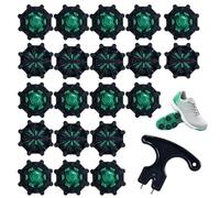 VZU 20Pcs Golf Shoe Spikes Replacement Set with Wrench, Black Green Soft Spikes Compatible with FootJoy Fast Twist 3.0 System, Stable Traction & Easy Installation