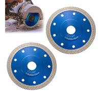 VZU 2Pcs 115mm Blue Mesh Wave Diamond Saw Blade with Flange, Tile Cutting Disc for Angle Grinder, Porcelain Tile Cutting Disc for Professional Tile Cutting, Blue