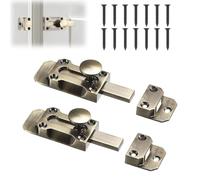 VZU 2PCS 3 Inch Antique Brass Door Slide Latch Lock with Screws, Antique Door Sliding Bolt Heavy Duty Gate Sliding Bolt Latch Barrel Slide Door Bolts for Garden Gate Shed Door Window