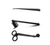 VZU 3 PCS Candle Snuffer Tool Set, Snuffer Cover & Snuffer Hook & Snuffer, Candle Wick Trimmer, Tool Kit for All Candles (Black)