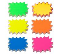 VZU 300 Pcs Starburst Signs Fluorescent Price Stickers, Star Stickers, Eye-catching Starburst Shape Signs, Sale Tags Signs for Retail Garage and Sale Supplies Price Tags Signs (6 Colors, 9 x 7 cm)