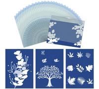 VZU 32 PCS Cyanotype Printing Paper 14.8×10.5cm, A6 Sun Art Drawing Cyanotype Printing Paper with Acrylic Panel, High Sensitive Kit for DIY Project Craft Adults