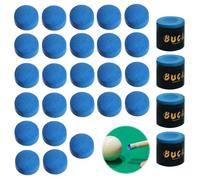 VZU 4PCS Snooker Chalk with 25 Pool Cue Tips, Pool Cue Chalk No-Slip Billiard Chalk Enhances Grip Professional Snooker Accessories for Billiard Tables Bars Home Sports (Blue)