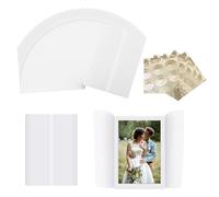 VZU 50PCS Vellum Paper, Translucent Acetate Sheets with 5 Sheet Envelope Seal Stickers, Vellum Paper for Wedding Invitation, Pre-Folded Vellum Jackets for Invitations of Date, Party