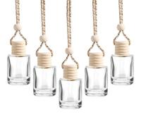 VZU 5Pcs Hanging Car Air Freshener, Empty Clear Glass Diffuser, Refillable Perfume Essential Oil Diffuser for Car Home Office, 5ml