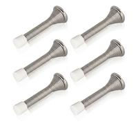 VZU 6 Pack 3 Inch 7.9CM Nickel Plated Spring Door Stop, Flexible Door Stoppers for Skirtings, Wall Mounted Door Stop for Home Office Interior Room Protection