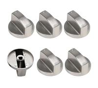VZU 6 PCS 0° Universal Gas Stove Knob Set, 6MM Cooker Replacement Knobs, Precise Temperature Control, Durable Metal Surface Switch Control Stove Adaptors Knobs for Kitchen Cooktop Gas Stove Ovens