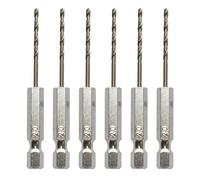 VZU 6Pcs 1/4" Hex Shank Drill Bits 2mm High Speed Steel Twist Drill Bit, Metal Drill Bits for Hard Steel for Wood Stainless Steel Metal Plastic Plastic