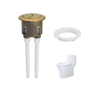 VZU Brushed Brass Toilet Flush Button, Universal Dual Flush for 38-42mm Cistern Hole, Adjustable Spindle, Top/Front Mount for Close Coupled WC