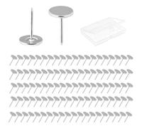 VZU Heavy Duty Thumb Tacks, 100pcs Alloy Flat Head Push Pins for Notice Board, Cork, Wood & Fabric, Silver Upholstery Tacks for Office & DIY Projects