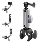 VZU Motorcycle Mount for GoPro, Bicycle Mount for Insta360 X5 X4 Go 3S, for DJI Osmo Pocket 3 2 Action 5 4 3, Invisible Action Camera Bicycle Handlebar Holder with Dual 360° Rotating Ball Head