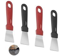 VZU Oven Scraper Tool Non Scratch, 4-Piece Multi-Size Stainless Steel Super Kitchen Scraper for Ovens, Stoves, Induction Hobs, Refrigerators