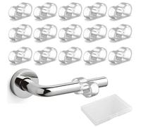 VZU Pack of 15 Door Stopper Latch, Door Handle Stopper, Transparent PVC Silent Double Hole Door Handle Protection Rings for Protection of Walls and Furniture (Hole Diameter 15 mm/18 mm)