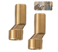 VZU Pack of 2 Shower Tap Adaptors, 3/4 Inch to 1/2 Inch Brass S Connection Offset by 9 mm, Adjustable Swivel Arm Extension Arm Long Tap Connections Adapter