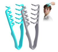 VZU Pack of 2 Texture Comb for Men, Quad Comb, ABS Korean Design, Volume Styling, for Men and Women, Hair Roots Lifting, Pony Cover and Seam Care, Grey and Blue