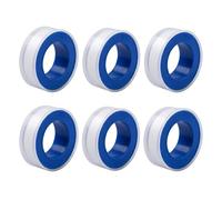 VZU PTFE Tape Plumbers Tape, 6 Rolls 12mm x 10m Heavy Duty PTFE Tape Plumbing for Shower Head, Water Pipe and Gas Pipe Fittings, Professional Thread Seal Tape with Blue Case, White Sealing Tape