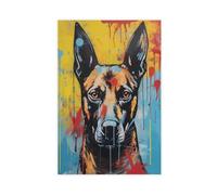 VZURF Belgian Malinois Graffiti DogCanvas Poster Bedroom Decor Landscape Office Room Decor Gift 12x18inch(30x
