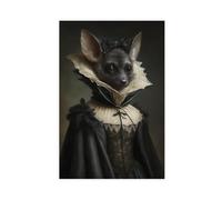 VZURF Gothic Bat in Dress Victorian Vampire Dark Academia Witchy Decor Canvas Poster Wall Art Decor Print Picture Paintings for Living Room Bedroom Decoration 24x36inch(60x90cm)