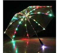 VZXATYOP 4-Color LED Light Up Transparent Umbrella With Flashlight | Long Straight Handle | Wedding Party Birthday (Coloured lights)