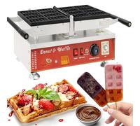 VZXATYOP Commercial Double-sided 8-slice Square Grid Waffle Maker Pancake Baking Machine Food Baking Snack Electric Griddle(110V)