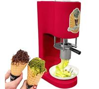 VZXATYOP Commercial Electric Spaghetti Ice Cream Press Machine Countertop Stainless Steel Gelato Maker With 4 Shape Molds For Dessert Shops & Restaurants(Red)