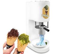VZXATYOP Commercial Electric Spaghetti Ice Cream Press Machine Countertop Stainless Steel Gelato Maker With 4 Shape Molds For Dessert Shops & Restaurants(White)