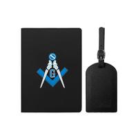 VZXATYOP Freemasonry Masonic Passport Holder Set Travel Must Haves Passport Wallet PU Leather Passport Holder with Luggage Tag for Women and Men(Black2)