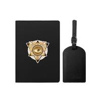 VZXATYOP Freemasonry Masonic Waterproof Travel Passport Holder Set Slim Portable PU Leather Passport Cover Protector with Luggage Tag for Women Men(Black6)