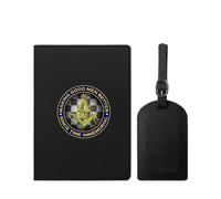 VZXATYOP Mens Womens Freemasonry Masonic Passport Holder with Luggage Tag Multifunction PU Leather Passport Case Set Vintage Slim Passport Holder Cover(Black9)