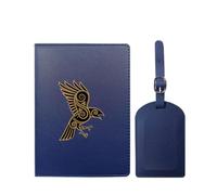 VZXATYOP Mens Womens Viking PU Leather Passport Holder Set Portable Durable Passport Case with Luggage Tag Waterproof Slim Passport Holder Cover(Blue4)
