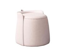 VZXATYOP Modern Dresser Makeup Ottoman Stool, Leather Dresser Chair, Round Footstool, Extra Seating For Living Room/Bedroom/Entryway(Pale Pink)