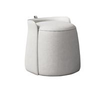 VZXATYOP Modern Dresser Makeup Ottoman Stool, Leather Dresser Chair, Round Footstool, Extra Seating For Living Room/Bedroom/Entryway(Off-white)